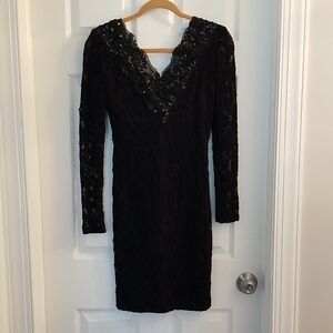 Elegant Black Lace Long Sleeve Dress